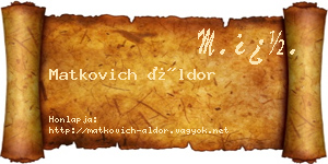 Matkovich Áldor névjegykártya